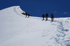 Pitztal Hochtourenkurs finaler Anstieg nahe am Schneegrat